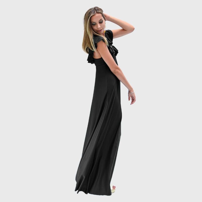 Vestido Largo Palermo Negro Lycra Vuelos Maria Paskaro