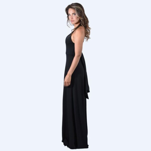 Vestido Largo Paris Negro Lycra Lazo Maria Paskaro - Imagen 2