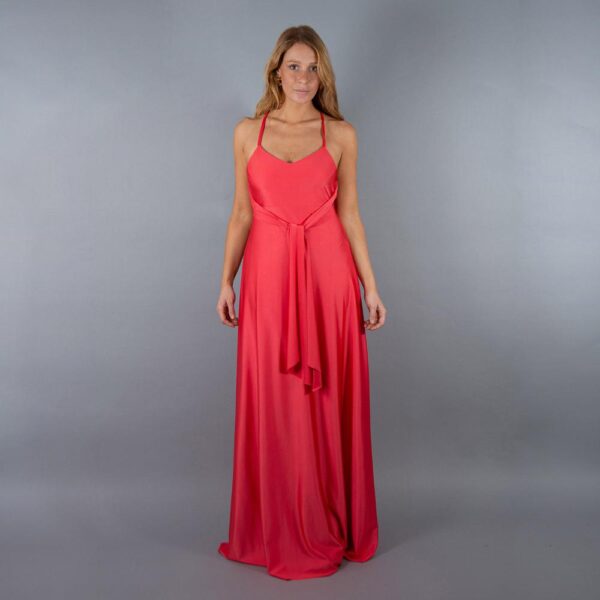 Vestido Largo Paris Coral Dupont Lazo Maria Paskaro - Imagen 5