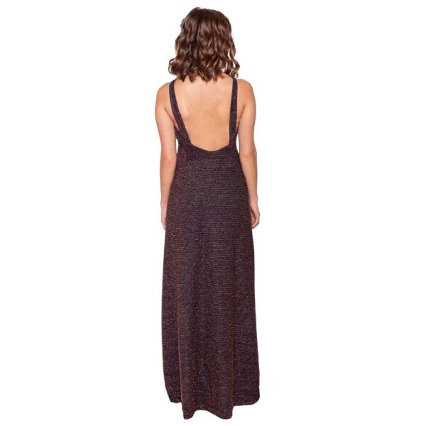 Vestido Largo Pisa Negro Lineas Cobre Lycra Maria Paskaro - Imagen 3