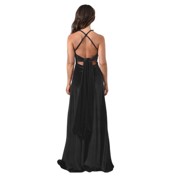 Vestido Largo Paris Negro Terciopelo Lazo Maria Paskaro - Imagen 3