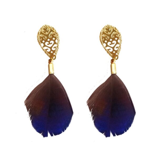 Aros de Pluma Monal Morado Dorado B Maria Paskaro