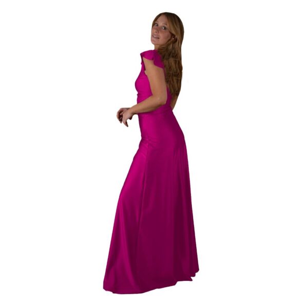 Conjunto Lima Magenta Lycra Dupont Falda Lazo Maria Paskaro - Imagen 2