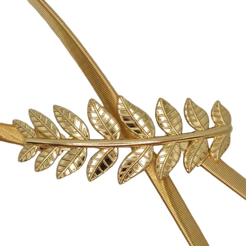 Cinturon Jelsa Laurel Dorado Metalico Ajustable Maria Paskaro