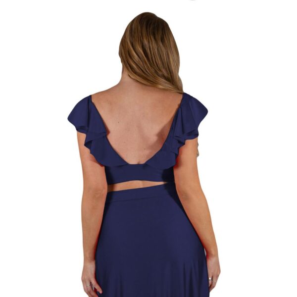 Conjunto Marken Azul Marino Lycra Falda Lazo Maria Paskaro - Imagen 3