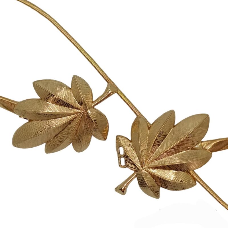 Cinturon Jelsa 1 Hoja Dorado Metalico Ajustable Maria Paskaro