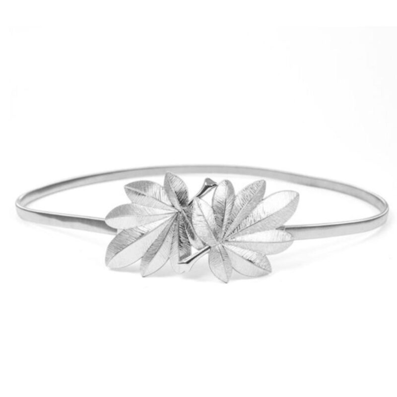 Cinturon Jelsa 1 Hoja Plateado Metalico Ajustable Maria Paskaro