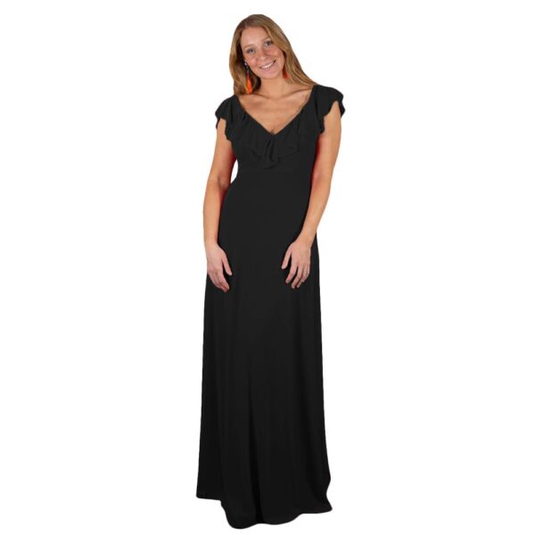 Vestido Largo Marken Negro Lycra Vuelos Maria Paskaro