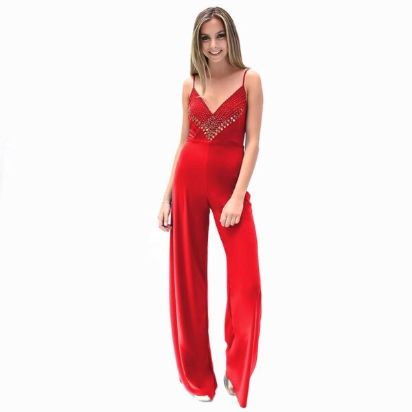 Enterito Largo Toledo Rojo Lycra Bordado B Maria Paskaro
