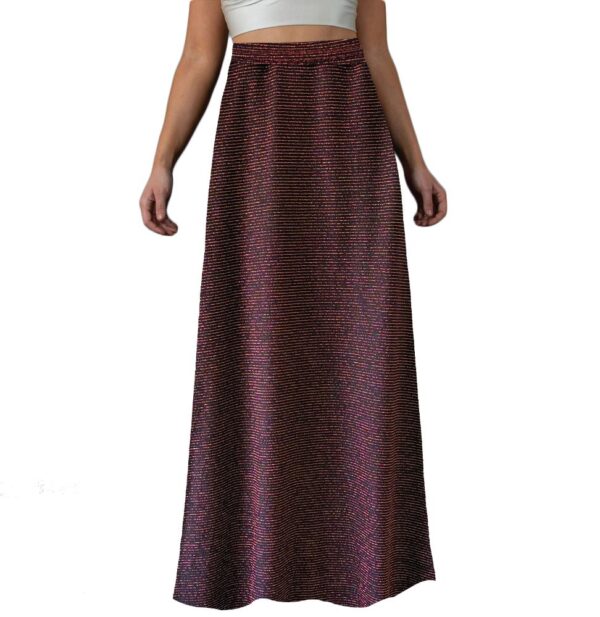 Falda Larga Bristol Negro Lineas Cobre Lycra Maria Paskaro