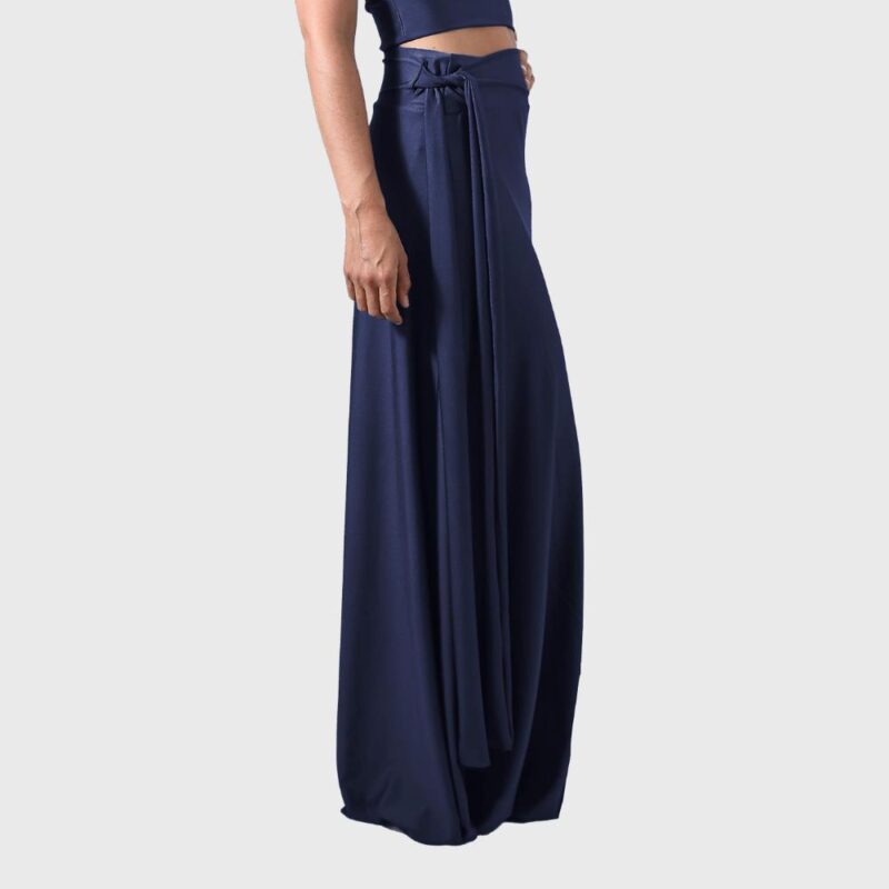 Falda Larga Veracruz Azul Marino Lycra Maria Paskaro