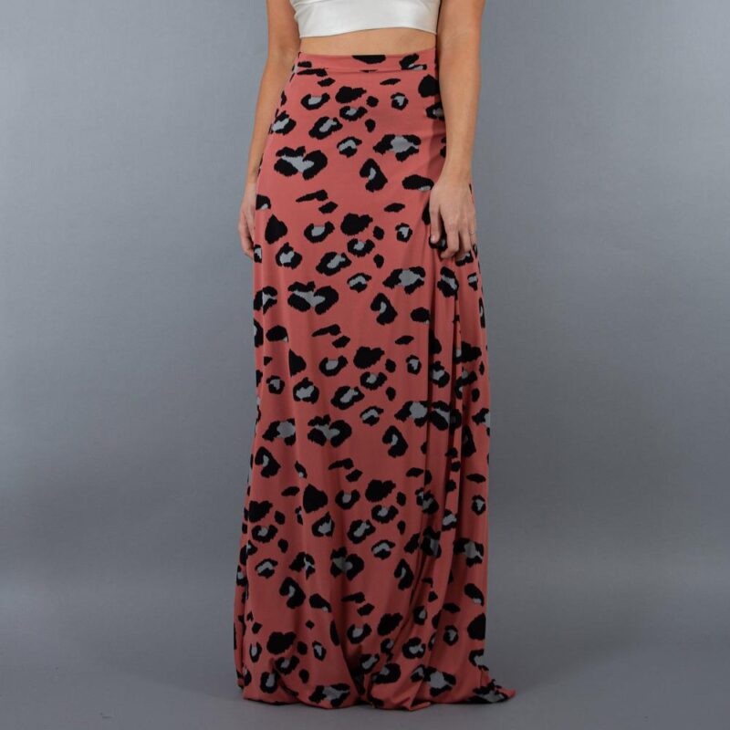Falda Larga Bristol Rosa Animal Lycra Maria Paskaro