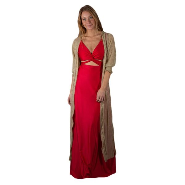 Tapado Kimono Santini Dorado Transparente Maria Paskaro