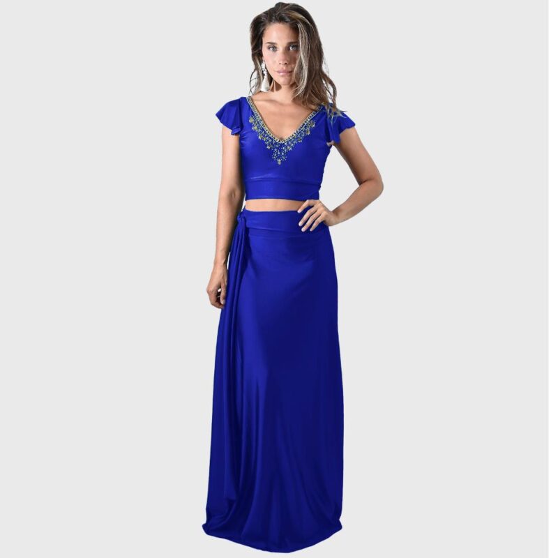 Falda Larga Veracruz Azulino Lycra Dupont Maria Paskaro