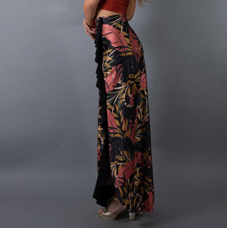 Falda Vuelo Monterrey Palmeras Lycra Maria Paskaro