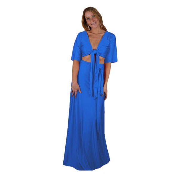 Conjunto Monaco Calypso Lycra Falda Lazo Maria Paskaro