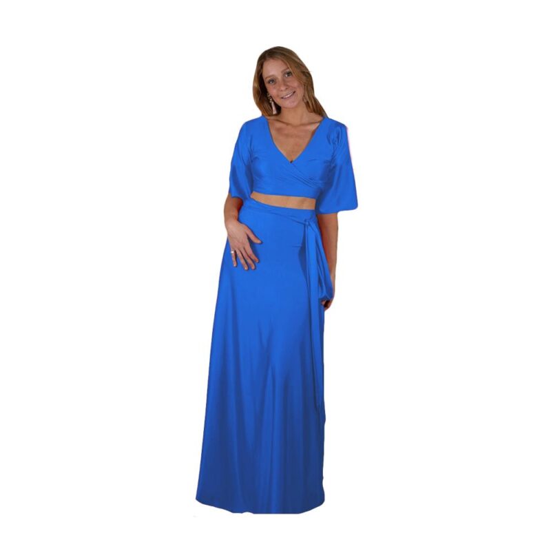 Conjunto Monaco Calypso Lycra Falda Lazo Maria Paskaro