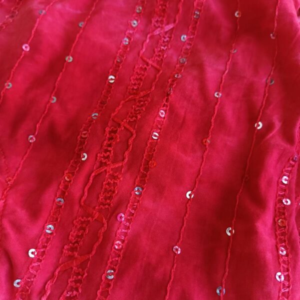 Peto Lima Rojo Lentejuelas Lycra Manga Vuelo Maria Paskaro - Imagen 5