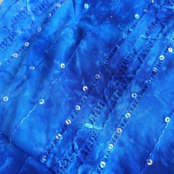 Peto Perena Azul Lentejuelas Lycra Halter Lazo Espalda Maria Paskaro - Imagen 5