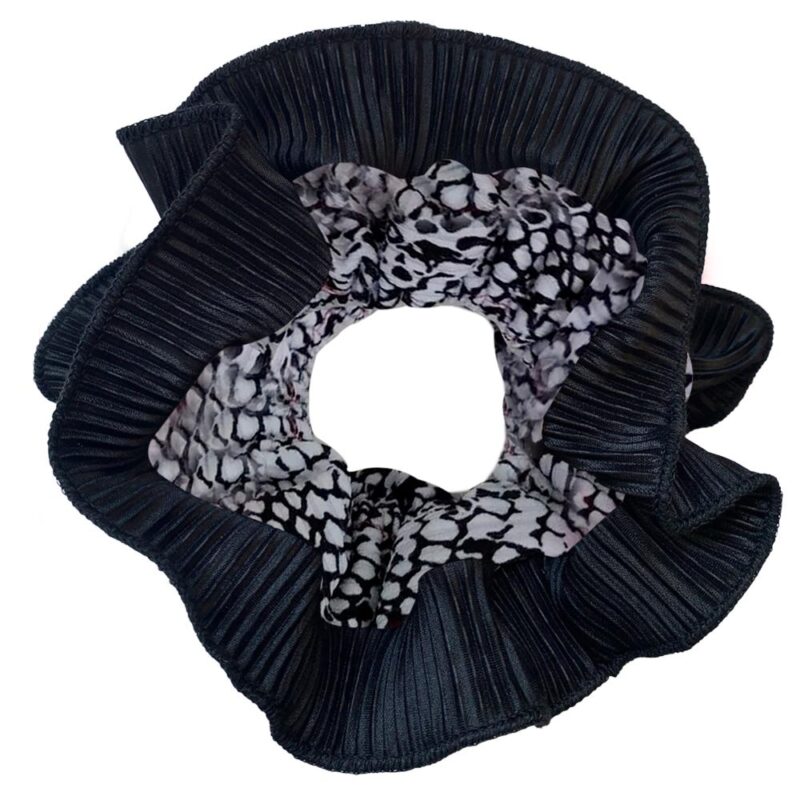 Scrunchie Collet Begonia XL Piton Negro Plisado Maria Paskaro