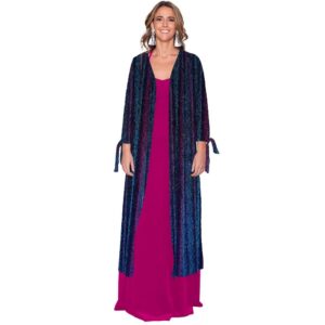 Tapado Kimono Largo Verona Tornasol Morado Turquesa Transparente Maria Paskaro