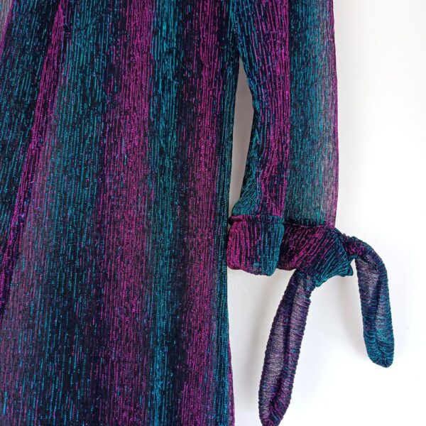 Tapado Kimono Largo Verona Tornasol Morado Turquesa Transparente Maria Paskaro - Imagen 2