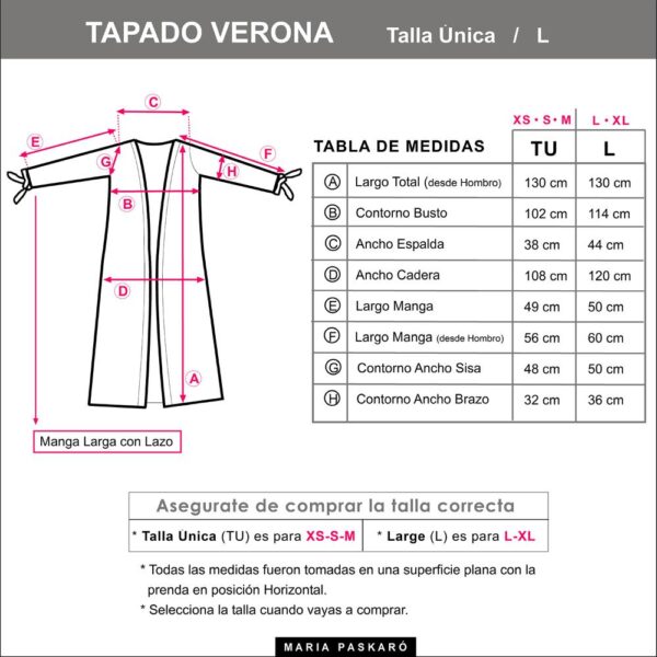 Tapado Kimono Largo Verona Lila Flores Multicolor Maria Paskaro - Imagen 4