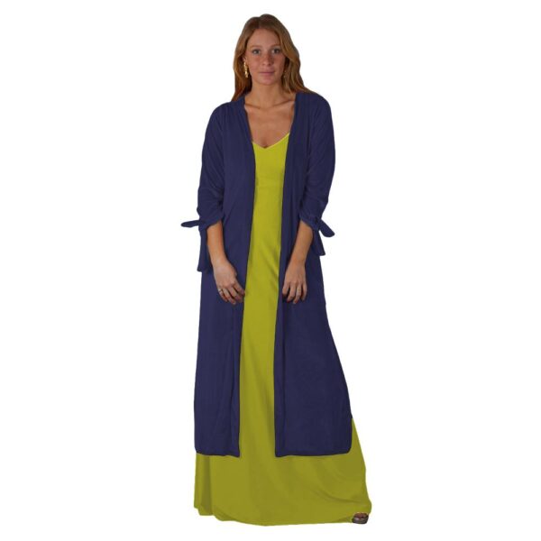 Tapado Kimono Largo Verona Azul Pizarra Terciopelo Maria Paskaro