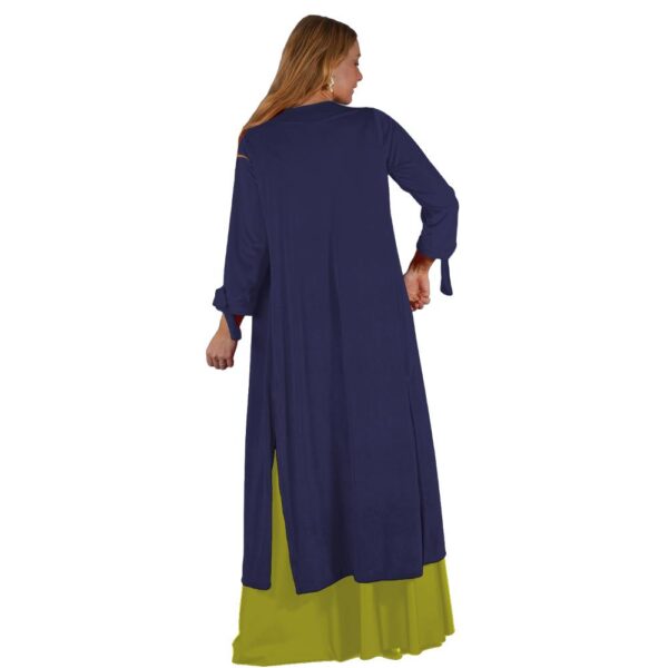 Tapado Kimono Largo Verona Azul Pizarra Terciopelo Maria Paskaro - Imagen 2