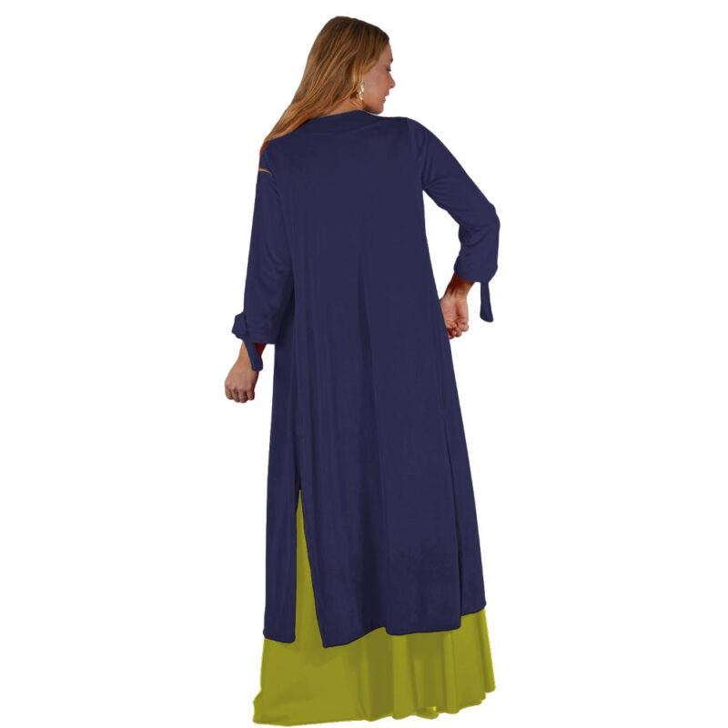 Tapado Kimono Largo Verona Azul Pizarra Terciopelo Maria Paskaro