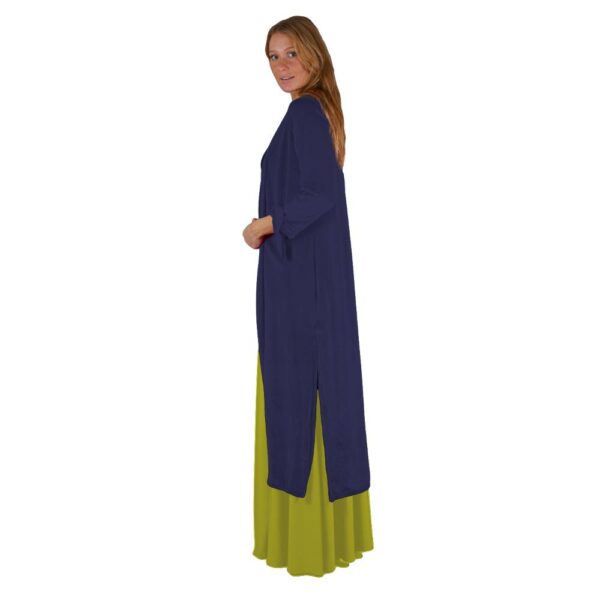 Tapado Kimono Largo Verona Azul Pizarra Terciopelo Maria Paskaro - Imagen 3