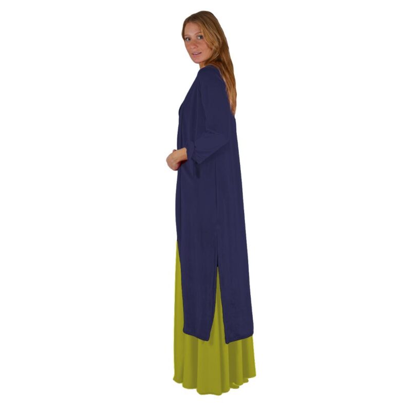 Tapado Kimono Largo Verona Azul Pizarra Terciopelo Maria Paskaro