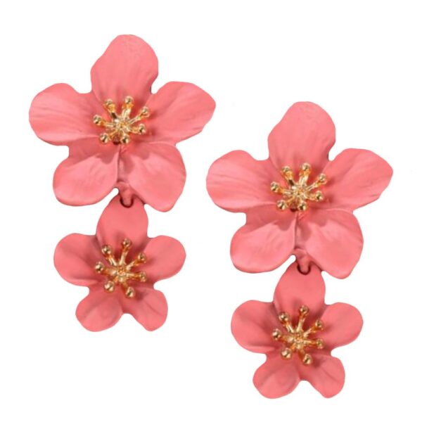 Aros Petunia 2 Flores Coral Maria Paskaro - Imagen 2
