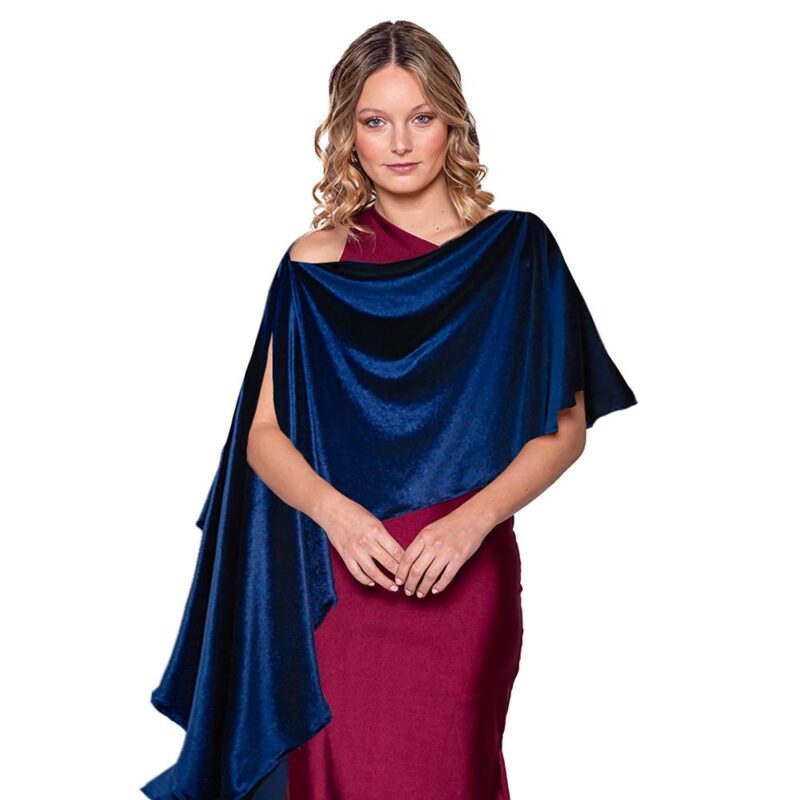 Tapado Capa Multiforma Catania Azul Terciopelo Maria Paskaro