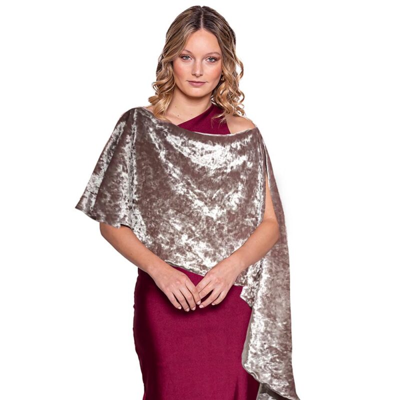 Tapado Capa Multiforma Catania Beige Jaspeado Terciopelo Maria Paskaro