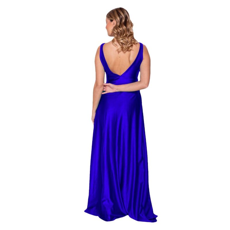 Vestido Largo Algarve Azulino Lycra Dupont Maria Paskaro