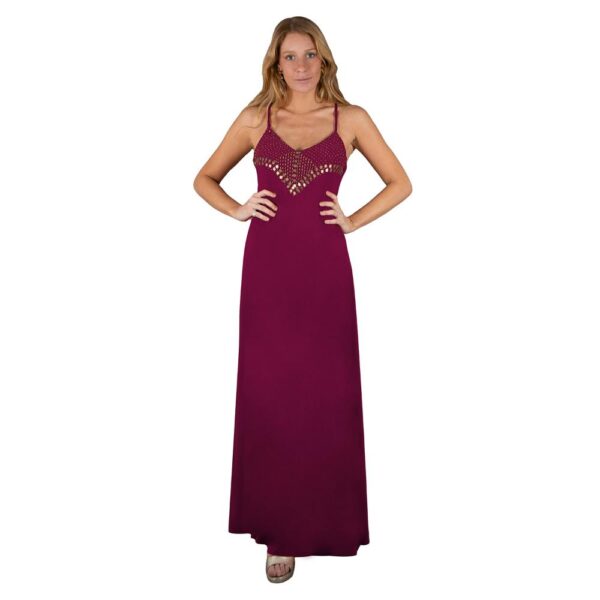 Vestido Largo Berlin Cherry Bordado C Maria Paskaro