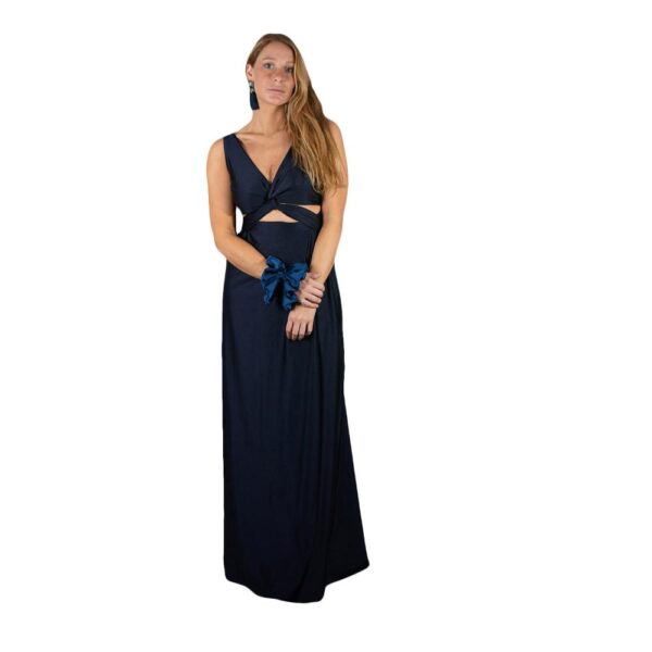 Vestido Largo Algarve Azul Marino Lycra Dupont Maria Paskaro