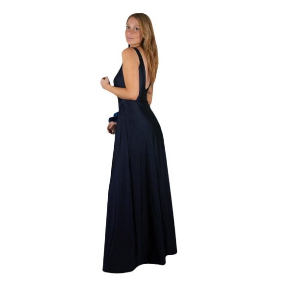 Vestido Largo Algarve Azul Marino Lycra Dupont Maria Paskaro - Imagen 2