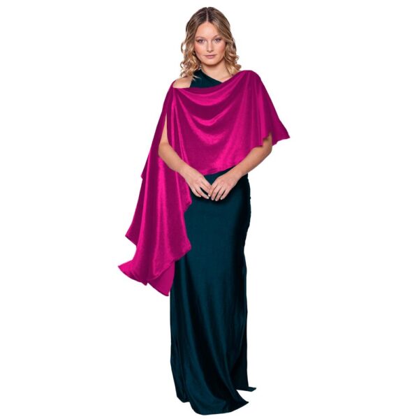 Tapado Capa Multiforma Catania Fucsia Terciopelo Maria Paskaro - Imagen 2