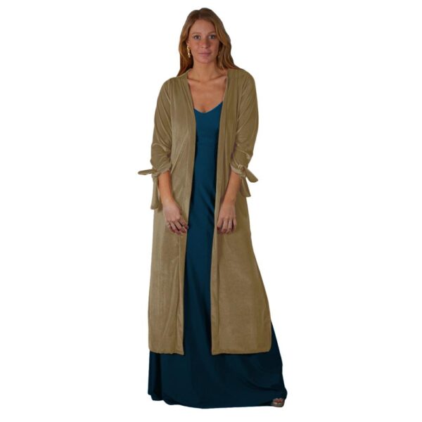 Tapado Kimono Largo Verona Cafe Taupe Terciopelo Maria Paskaro