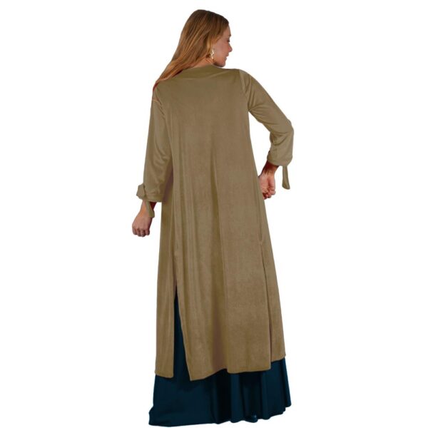 Tapado Kimono Largo Verona Cafe Taupe Terciopelo Maria Paskaro - Imagen 2