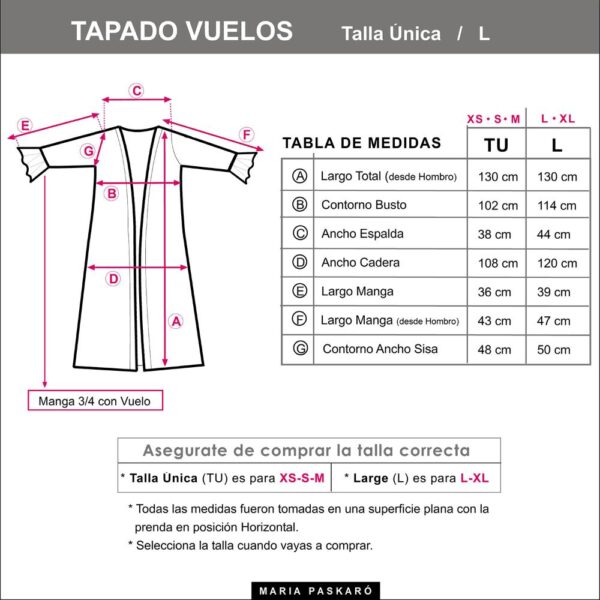Tapado Kimono Largo Vuelos Cherry Terciopelo Maria Paskaro - Imagen 2
