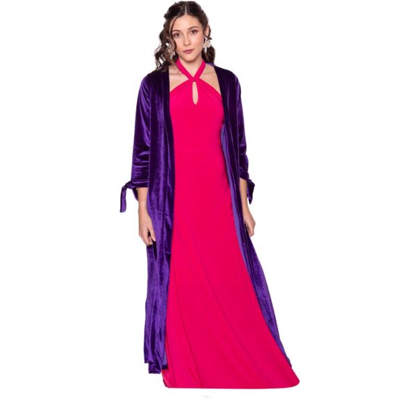 Tapado Kimono Largo Verona Purpura Terciopelo Maria Paskaro