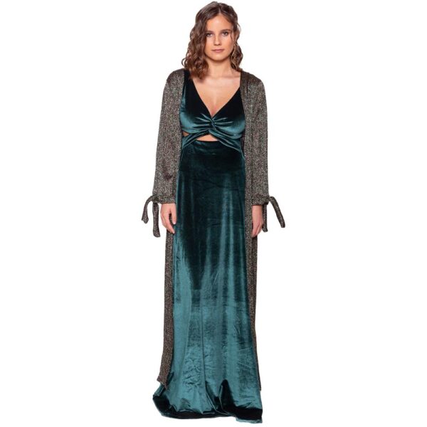 Tapado Kimono Largo Verona Verde Multicolor Shine Transparente Maria Paskaro