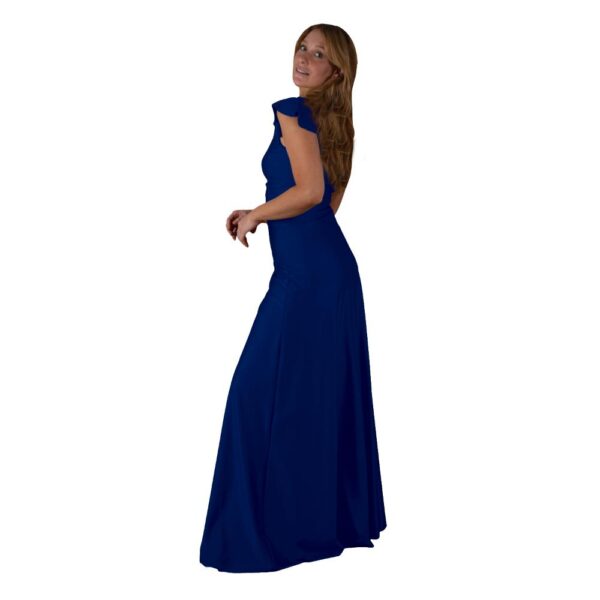 Conjunto Lima Azul Marino Lycra Falda Lazo Maria Paskaro - Imagen 2