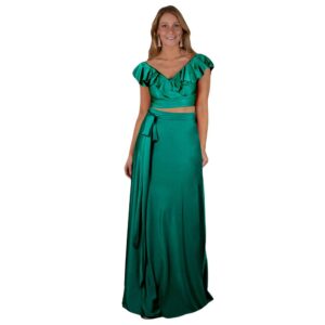 Conjunto Marken Esmeralda Dupont Falda Lazo Maria Paskaro