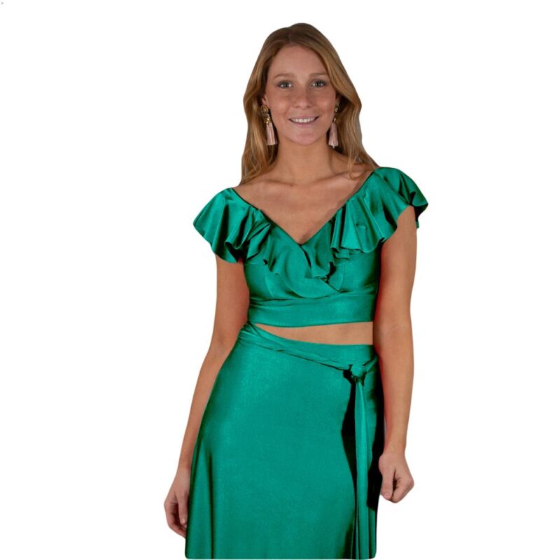 Conjunto Marken Esmeralda Dupont Falda Lazo Maria Paskaro