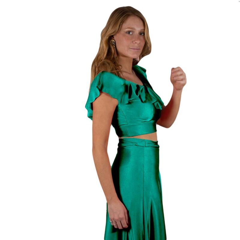 Conjunto Marken Esmeralda Dupont Falda Lazo Maria Paskaro