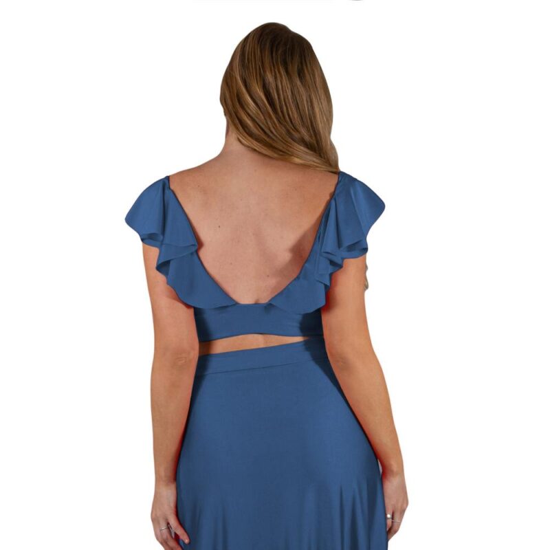 Conjunto Marken Petroleo Lycra Falda Lazo Maria Paskaro
